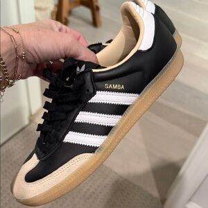 Adidas Samba Black White and Tan Sneakers